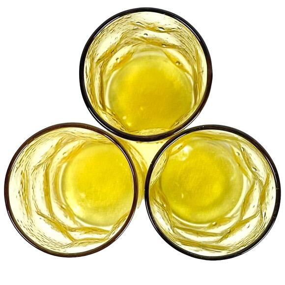 Amber Bubble Thumbprint Textured Vintage 1960's Glasses Set of 3-RARE! - Picture 6 of 8